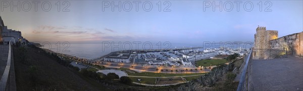 Scenic view from the York castle in Tangier at night, Morocco, Africa