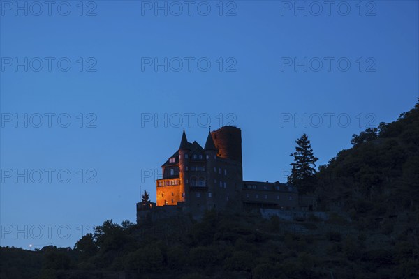 Neukatzenelnbogen Castle, popularly known as Katz Castle, UNESCO World Heritage Site Upper Middle Rhine Valley, St. Goarshausen, Rhineland-Palatinate, Germany, Europe