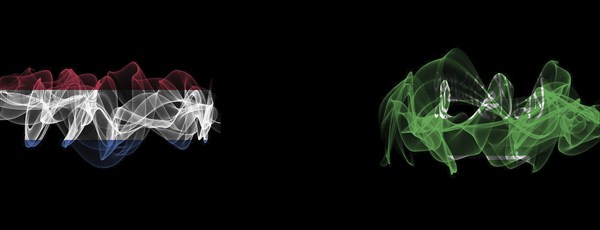 Flags of Netherlands and Saudi Arabia on Black background, Netherlands vs Saudi Arabia Smoke Flags