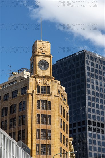 WELLINGTON, NEW ZEALAND, DECEMBER 23, 2022, Beautiful old skyscraper with clock and relief in downtown Wellington, New Zealand, Oceania