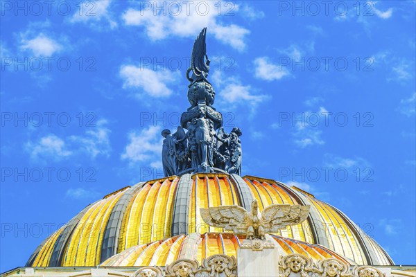 Dome of the palace of fine arts an architectural masterpiece in the center of Mexico City in Mexico