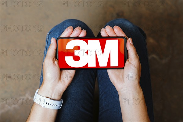 In this photo illustration, the 3M Company logo is displayed on a smartphone screen