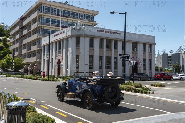 NAPIR, NEW ZEALAND, JANUARY 10, 2023, Famous Art Deco buildings in downtown Napier, North Island of New Zealand