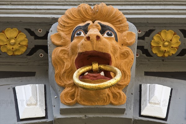 Portal detail on Münden Town Hall, Weser Renaissance, Hann. Münden or Hannoversch Münden, Lower Saxony, Germany, Europe