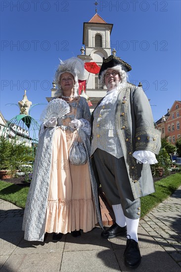 Costume wearer at the Venetian Fair, historical costume, in the castle courtyard, Ludwigsburg, Baden-Württemberg, Germany, Europe