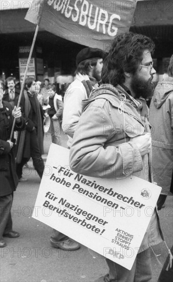 People affected by the Radical Decree and their friends demonstrated against occupational bans 02.02.1980 in Stuttgart, Germany, Europe
