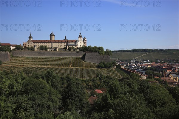 South side, Marienberg Fortress, Würzburg, Lower Franconia, Bavaria, Germany, Europe