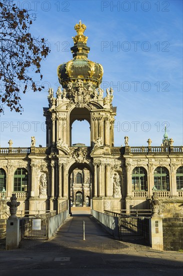 First day of complete lockdown due to rising corona infection numbers in Dresden city centre. Empty Zwinger