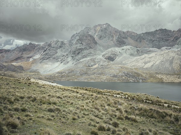 Landscape in the Andean highlands near Laguna Huacracocha, Ticlio, Peru, South America