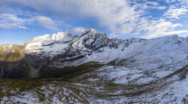 Aerial view over the mountains of Val Pontirone and Alpe di Cava in the canton of Ticino, Switzerland, Europe