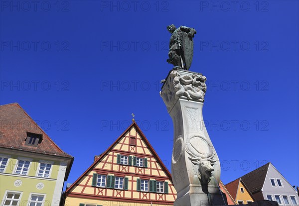 Germany, Middle Franconia, town of Weissenburg, fountain figure, Luitpold of Bavaria, in the Luitpoldstrasse, Europe