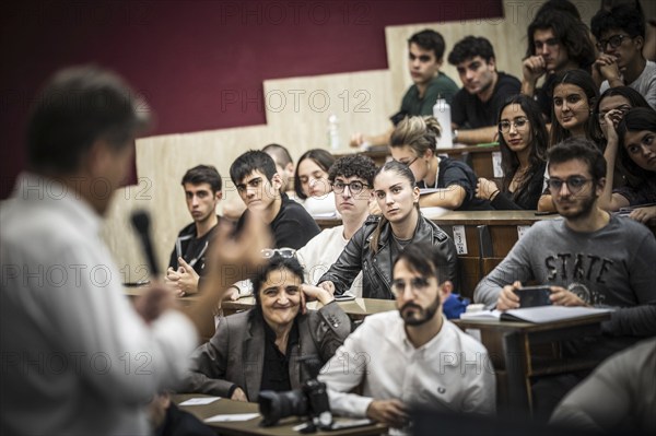 Trip by the Federal Minister of Economics and Vice-Chancellor Robert Habeck to Rome on 30 October 2023. Discussion with students at La Sapienza University, Rome, Italy, Europe