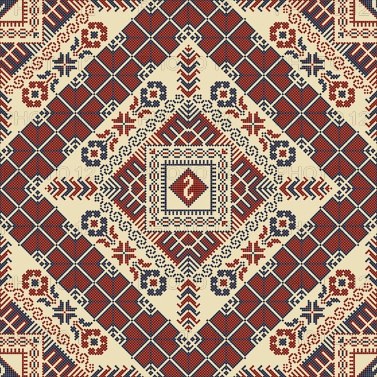 Embroidery Tatreez pattern, Palestinian fashion vector ornament