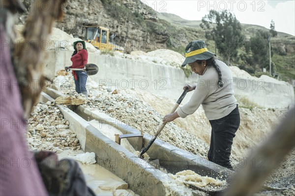 Women working in a kaolin mine, Pachacayo, Peru, South America