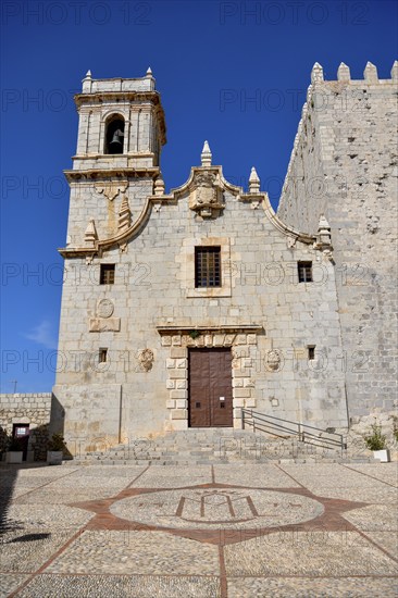 Church Església de l'Ermitana in the old town of Peñíscola, Castellón province, Costa del Azahar, Valencia region, Spain, Europe