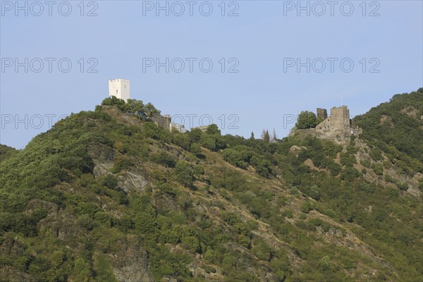 UNESCO Liebenstein and Sterrenberg Castles, Kamp-Bornhofen, Rhineland-Palatinate, Upper Middle Rhine Valley, Germany, Europe