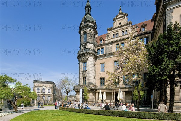 Residential Palace in spring. Large parts of the Residenzschloss in Dresden have already been restored and are a popular tourist destination