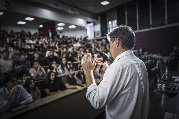 Trip by the Federal Minister of Economics and Vice-Chancellor Robert Habeck to Rome on 30 October 2023. Discussion with students at La Sapienza University, Rome, Italy, Europe