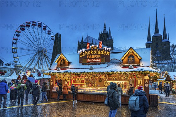 Christmas market on the cathedral square in Erfurt, Thuringia, Germany, Europe