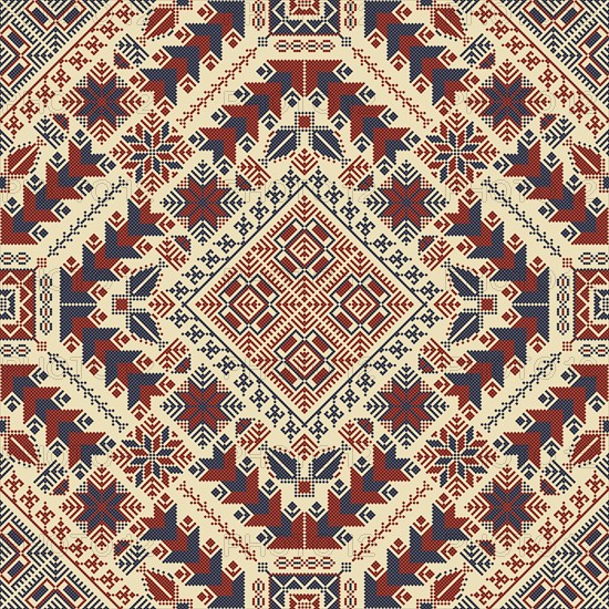 Embroidery Tatreez pattern, Palestinian fashion vector ornament