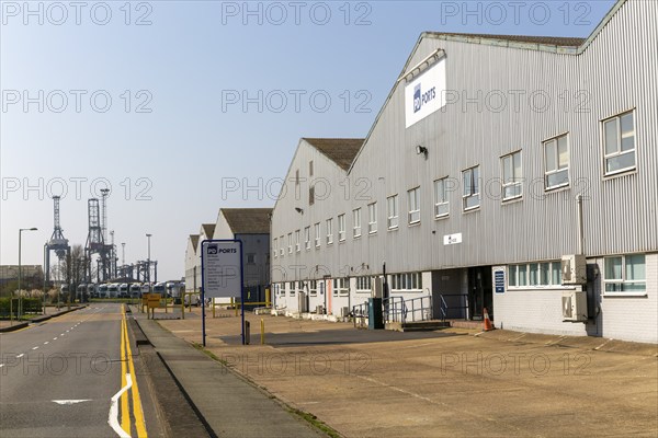 PD Ports shipping freight warehouse, Port of Felixstowe, Suffolk, England, UK