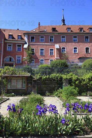 Himmelkron Abbey was a Cistercian abbey from the 13th to the 16th century in Himmelkron, herb garden in the inner courtyard, Kulmbach district, Upper Franconia, Bavaria, Germany, Europe