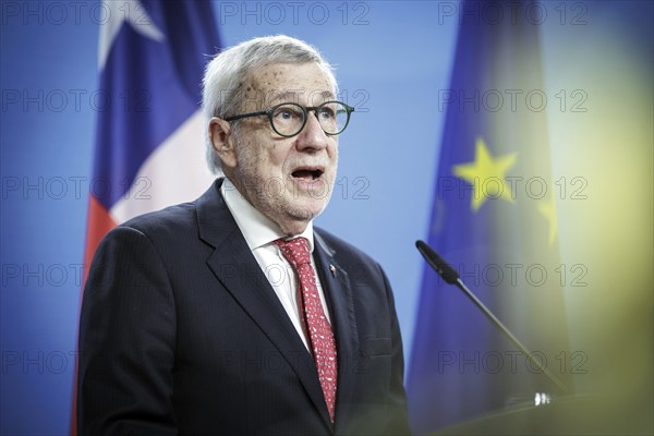 Alberto van Klaveren Stork, Foreign Minister of Chile, photographed during a press conference after the joint meeting with Annalena Bärbock, Federal Foreign Minister, (not pictured here) in Berlin, 11 April 2024. Photographed on behalf of the Federal Foreign Office