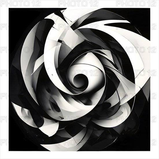 AI generated digital art canvas that comes alive with a fusion of geometric shapes in black and white