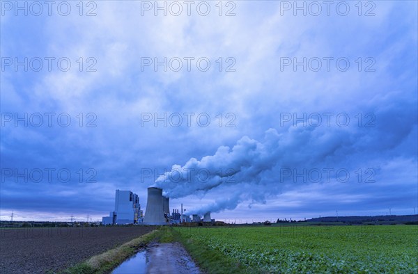 Neurath lignite-fired power station, power station units A, E, cooling towers, town of Grevenbroich, North Rhine-Westphalia, Germany, Europe