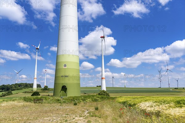 Wind farm near Brilon-Radlinghausen, Sauerland, North Rhine-Westphalia, Germany, Europe