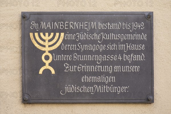 Information board about a former synagogue, Mainbernheim, Lower Franconia, Bavaria, Germany, Europe