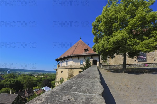 Hohentübingen Palace, wall, view of Tübingen, Museum of the University of Tübingen MUT, higher education institution, historical building, place of learning, Renaissance complex built in the 16th century, Eberhard Karls University of Tübingen, Tübingen, Baden-Württemberg, Germany, Europe
