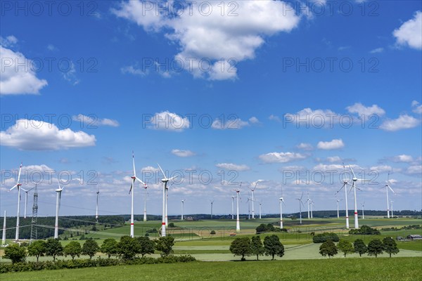 Wind farm near Brilon-Radlinghausen, Sauerland, North Rhine-Westphalia, Germany, Europe