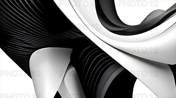 AI generated digital art canvas that comes alive with a fusion of geometric shapes in black and white