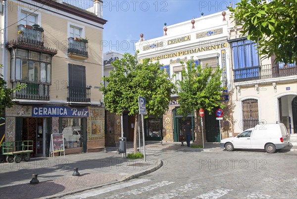 Ceramic tile shops in Triana, Seville, Spain, Europe