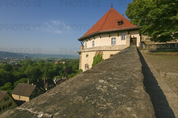 Hohentübingen Palace, wall, view of Tübingen, Museum of the University of Tübingen MUT, higher education institution, historical building, place of learning, Renaissance complex built in the 16th century, Eberhard Karls University of Tübingen, Tübingen, Baden-Württemberg, Germany, Europe