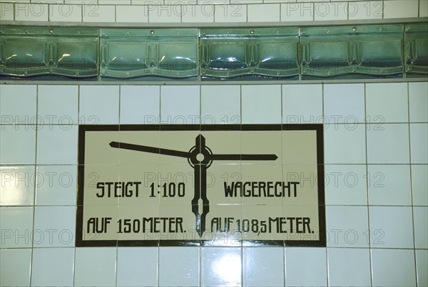 Europe, Germany, Hamburg, City, Harbour, Old Elbe Tunnel under the Elbe, restored east tunnel, interior view, connection between St. Pauli and harbour, built in 1911, display of gradient, Europe