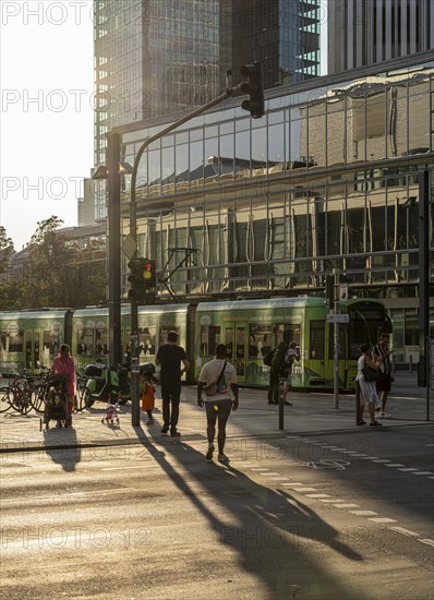 Road traffic at Willy Brandt Platz in Frankfurt am Main, Hesse, Germany, Europe