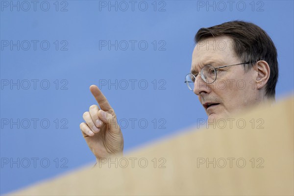 Karl Lauterbach (SPD), Federal Minister of Health, recorded during the press conference on the resolution on the Healthcare Reform Act (GVSG) at the Federal Press Conference in Berlin, 22 May 2024