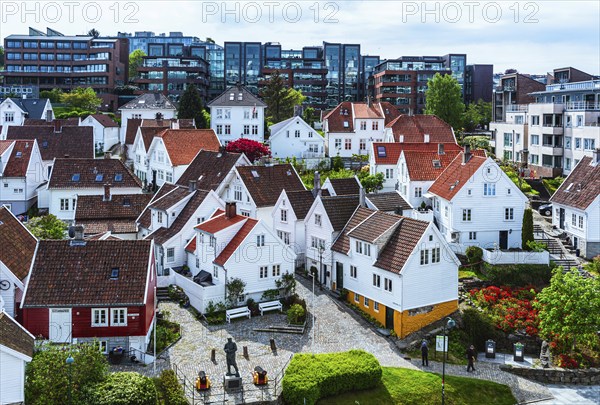 Gamle Stavanger, White Wooden Buildings in Old Stavanger, Stavanger, Norway, Europe