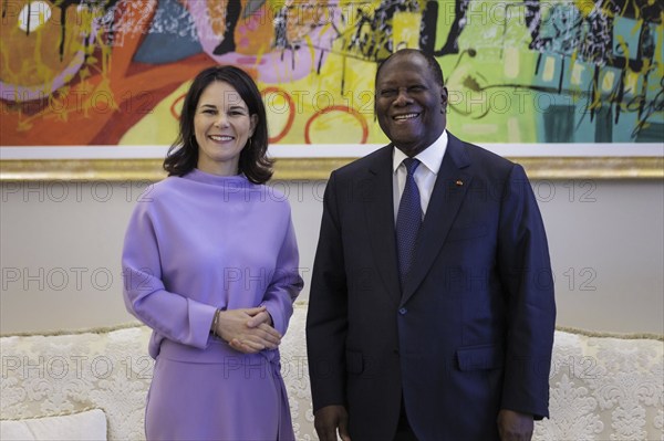 Annalena Bärbock (Alliance 90/The Greens), Federal Foreign Minister, and Alassane Dramane Ouattara, President of the Republic of Côte d'Ivoire, pictured in Abidjan, 16 July 2024