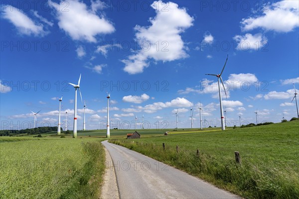 Wind farm near Brilon-Radlinghausen, Sauerland, North Rhine-Westphalia, Germany, Europe