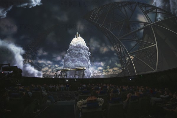Projection dome rocket launch in the planetarium, Swiss Museum of Transport, Lucerne, Switzerland, Europe