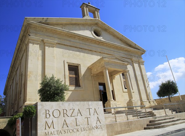 Stock Exchange building in former Garrison Chapel, Castille Square, Valletta, Malta, Europe