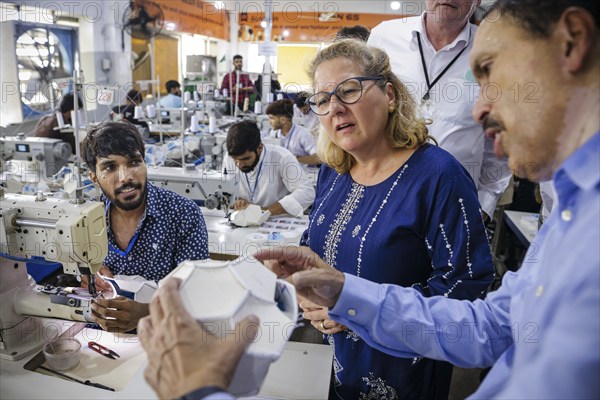 Svenja Schulze (SPD), Federal Minister for Economic Cooperation and Development, visiting Anwar Khawaja Industries PVT. LTD, where footballs are manufactured for the Bundesliga, among others. Sialkot, 23.08.2024. Photographed on behalf of the Federal Ministry for Economic Cooperation and Development