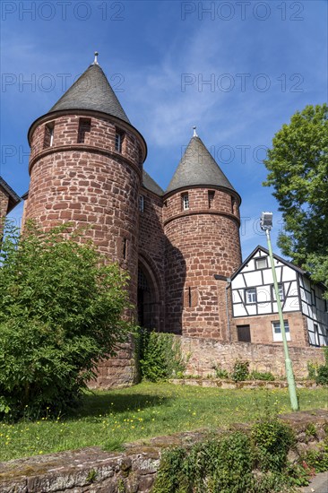 The Düren Tor, tower gate of the town fortifications of the town of Nideggen, Eifel, North Rhine-Westphalia, Germany, Europe