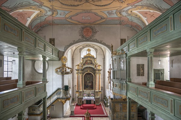 Interior of the Protestant parish church, built 1733-1748, Hauptstr. 44, Betzenstein, Upper Franconia, Bavaria, Germany, Europe
