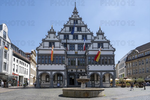 Town Hall on Rathausplatz, Weser Renaissance, Paderborn, Westphalia, North Rhine-Westphalia, Germany, Europe