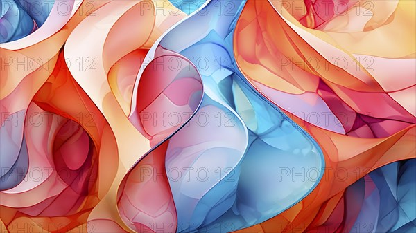 AI generated digital art canvas that comes alive with a fusion of geometric shapes in vibrant color tones