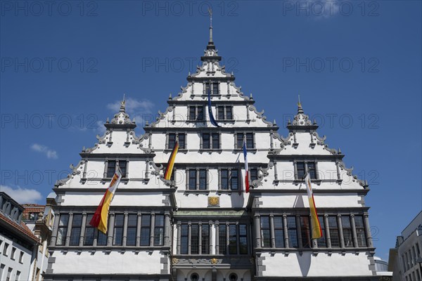 Town Hall on Rathausplatz, Weser Renaissance, Paderborn, Westphalia, North Rhine-Westphalia, Germany, Europe